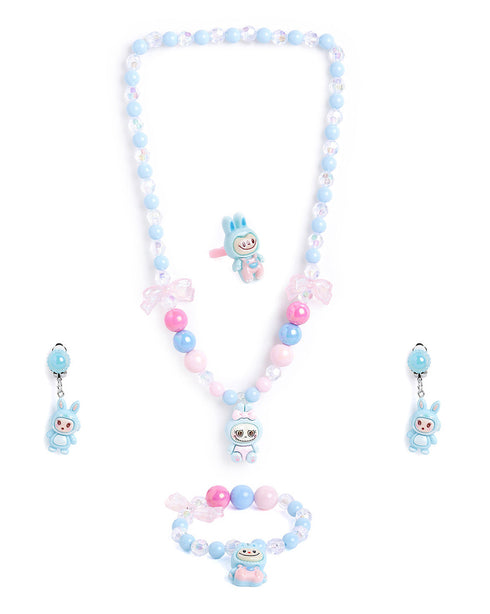 Multicolour Silver Plated Jewellery Set for Girl