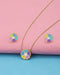 Girls 18kt Gold Plated Enamel Heart Flower Necklace and Earring Set