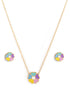 Girls 18kt Gold Plated Enamel Heart Flower Necklace and Earring Set