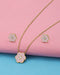 Girls 18kt Gold Plated Enamel CZ Floral Necklace and Earring Set