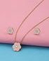 Girls 18kt Gold Plated Enamel CZ Floral Necklace and Earring Set