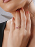 925 Sterling Silver Red Ruby Studded Rose gold Plated Cherry Bow Adjustable Finger Ring