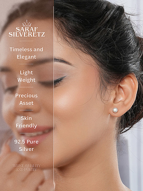 925 Sterling Silver White Pearl Stud Earrings