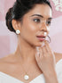 Elegant White Stone Pendant Necklace & Earrings Set