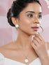 Elegant White Stone Pendant Necklace & Earrings Set