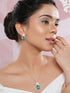 Floral White Enamel & Blue Teardrop Pendant Necklace & Earrings Set