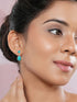 925 Sterling Silver Turquoise Stone Studded Minimal Boho Geometric Drop earrings