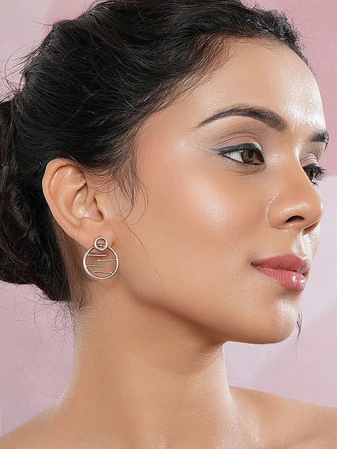 925 Sterling Silver Circular Quirky Statement Drop Minimal Earrings