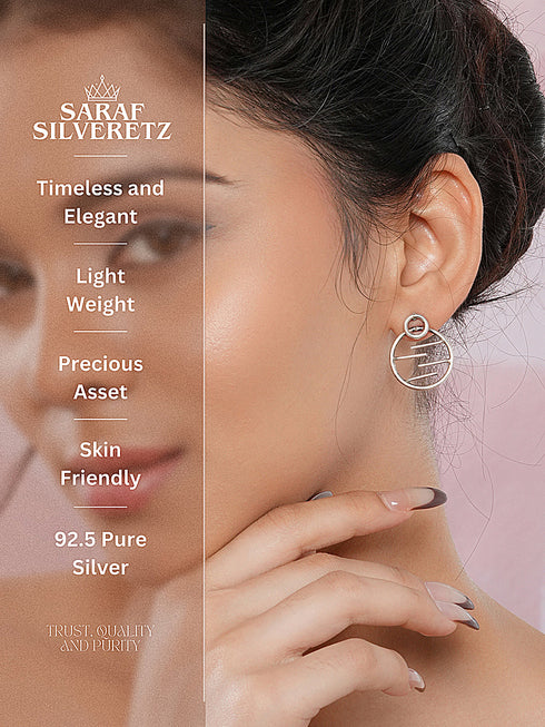 925 Sterling Silver Circular Quirky Statement Drop Minimal Earrings