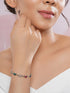 925 Silver Navratna Natural Gemstones Studded Handmade Minimal Delicate Charms Adjustable Bracelet