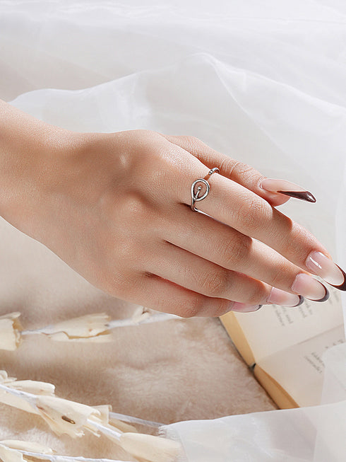 925 Sterling Silver Modern Quirky Minimal Adjustable Finger Ring