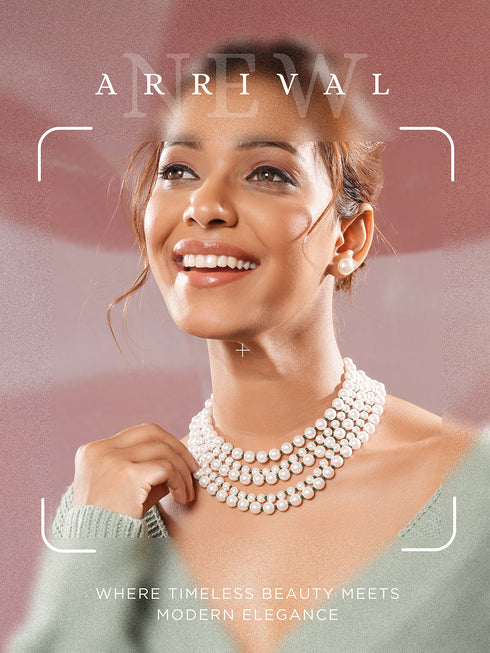 White Pearl Beaded Multi Layered Trendy Choker Necklace Jewellery Set