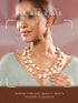 Beige Natural Stoned Beaded Embedded Double Layered Trendy Maala Necklace jewellery Set