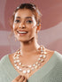 Beige Natural Stoned Beaded Embedded Double Layered Trendy Maala Necklace jewellery Set