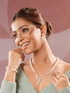 Combo Gold Plated White AD & Pearl Studded Floral Minial Ring, Bracelet With Earrings Jewellery Set