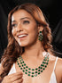 Silver Plated Emerald Green AD Studded Layered Statement Necklace Jewellery Set