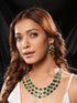 Silver Plated Emerald Green AD Studded Layered Statement Necklace Jewellery Set