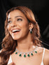 Silver Plated Emerald Green AD Studded Floral Statement Necklace Jewellery Set