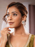 Gold Plated Uncut Polki Mossanite & AD Studded Geometric Designer Studds Earrings