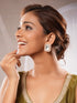 Gold Plated Uncut Polki Mossanite & AD Studded Geometric Designer Studds Earrings
