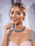 Oxidised Silver Toned Blue & white Stone Studded Statement Tribal Choker Jewellery Set