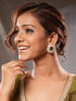 Gold Plated Green Emerald Uncut Polki Mossanite Designer Statement Studds Earrings
