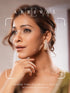 Gold Plated Uncut Kundan Polki Mossanite Minimal Half Hoop C - Bali Studds Earrings