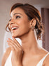 Gold Plated Uncut Moissanite Kundan Studded Mango Design Minimal Studds Earrings