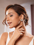 Gold Plated Uncut Mossanite Polki Statement Big Triangle Studds Earrings