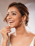 Gold Plated Uncut Polki Kundan Mossanite Studded Floral Dropdown Minimal earrings