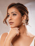 Gold Plated Uncut Polki Mosannite Kundan Studded Floral Drop Studds Earrings