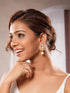 Gold Plated Uncut Mossanite Polki Statement Floral Drop Studds Earrings