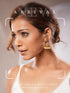 Gold Plated Zircon AD Studded Red Floral Bridal Matil Earchain Earrings