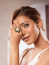 Gold Plated Kundan Mossanite Green Beads Studded Designer Adjustable Finger Rings