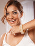 Set Of 4 Gold Polish Pearl Beaded Partywear Bangles