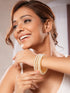Set Of 4 Gold Polish Pearl Beaded Partywear Bangles