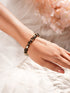 Natural Coated Pyrite Brass Energy Bracelet with Round Cube Beads