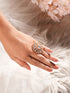 Gold Plated Kundan Mossanite Studded Floral Bridal Handcrafted Adjustable Finger Rings