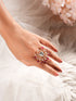 Gold Plated Kundan Red Beads Studded Floral Adjustable Cocktail Finger Ring