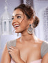 Oxidised Silver Toned Intricate Handcrafted Pearl Beaded Dangler Trendy Chandbali earrings