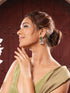 Oxidised Silver Toned Emerald Green AD Zircon & Pearl Beaded Dangler Minimal Jhumka Earrings