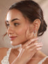 Silver Toned AD Studded Hoop Drop Earrings