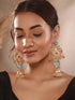 Gold Toned Kundan Studded Lightweight Bird Motif Statement Bridal Jhumka Earrings