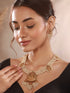 Gold Plated Pearl Beaded Haram Temple Lakshmiji Pendant Jewellery Set