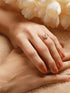 925 Sterling Silver Rose Gold Plated AD Studded Leaf Shaped Proposal Adjustable Finger Ring