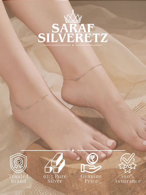 925 Sterling Silver Ball chain Minimal Dailywear Pair Of Anklet