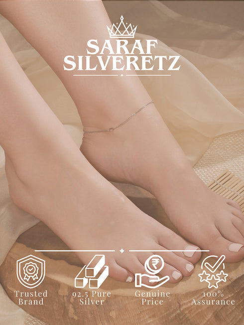 925 Sterling Silver Minimal Evil Eye Charms Anklet