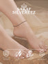 925 Sterling SilverRhodium Silver Seashell Black Thread Minimal Anklet