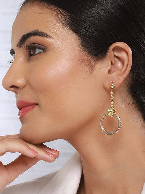 Anti-Tarnish 18k Tri Colored Gold Polish Knotted Drop Earrings