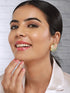 Anti-Tarnish 18k Gold Plated Floral Enamelled Large Circular Studds earrings